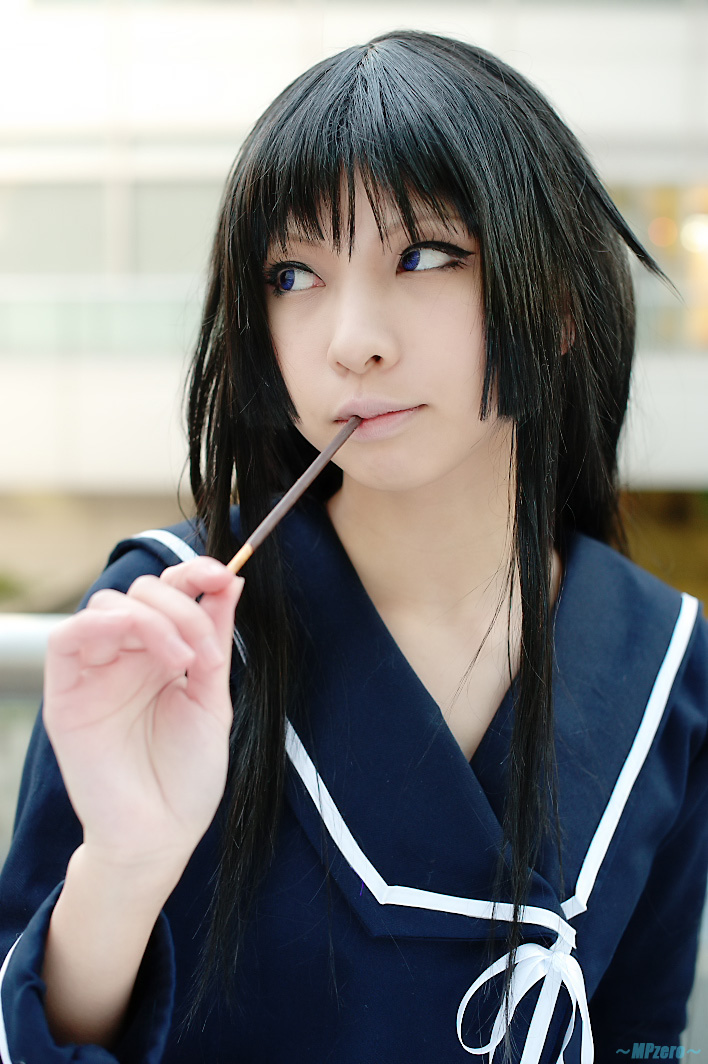 cosplay ga-rei zero isayama yomi kanda midori mouth hold pocky sailor ...